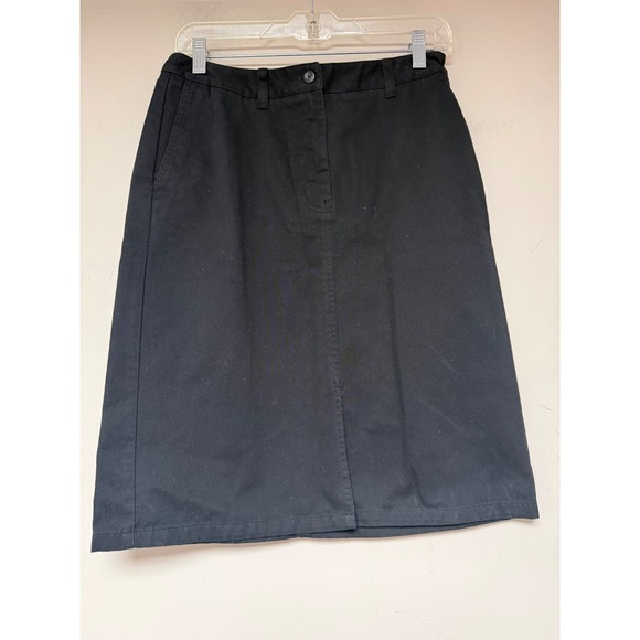 Eddie Bauer Dresses & Skirts - Eddie Bauer Signature Twill Midi Skirt Black Cotton Classic‎ Versatile Size 6